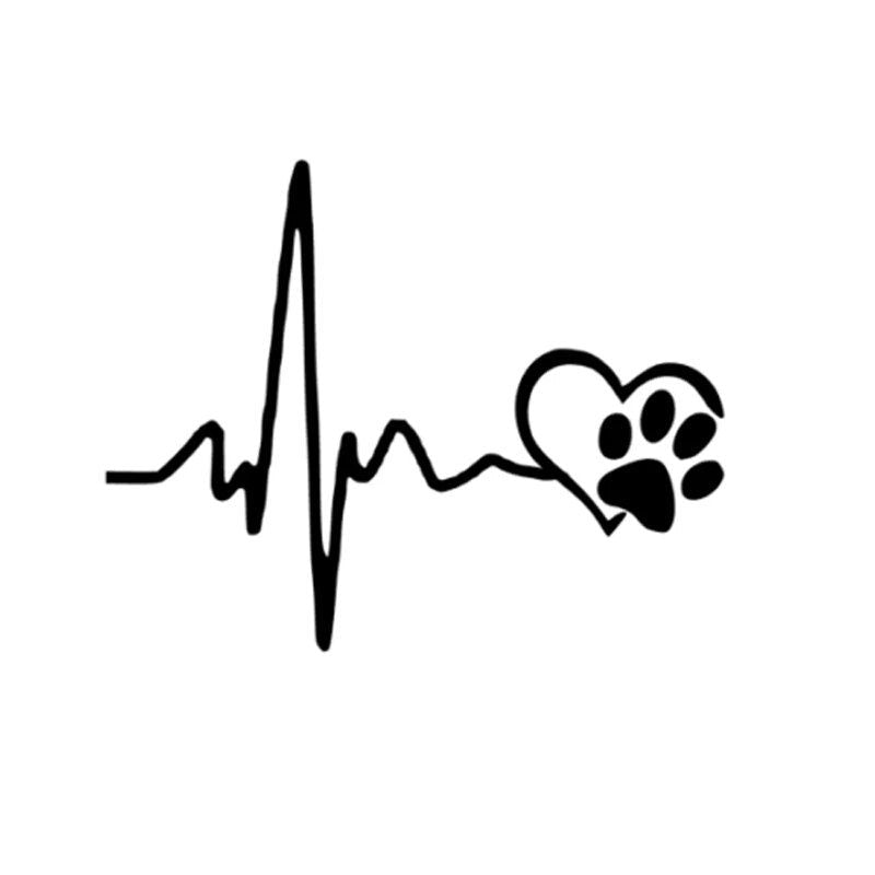 cute ecg heart and paw car decal - MRSLM