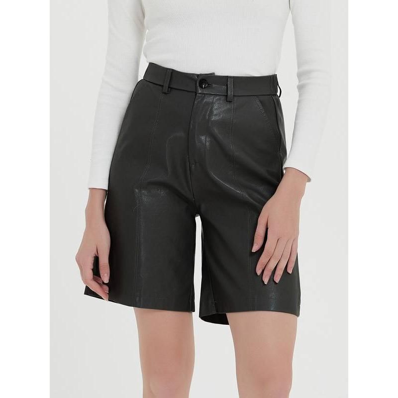 knee-length PU leather shorts, view 9 - MRSLM