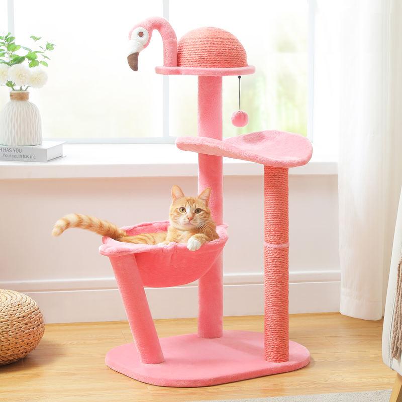flamingo pink cat tree, view 4 - MRSLM
