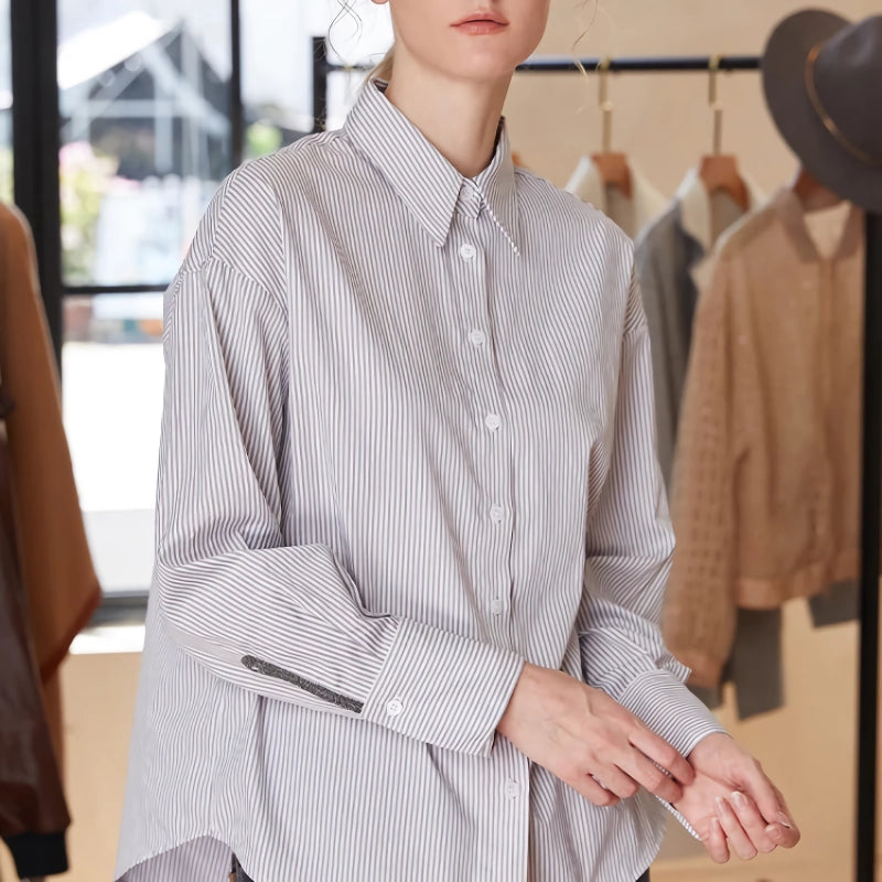 striped long sleeve shirt, view 7 - MRSLM
