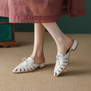 summer leather mules with low square heel, view 9 - MRSLM