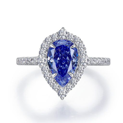 tanzanite blue high carbon diamond silver ring, view 3 - MRSLM