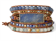 leather wrap blue aventurine bracelet, view 4 - MRSLM