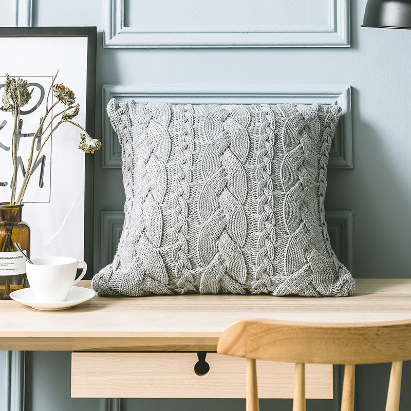 elegant gray knitted decorative pillowcase - MRSLM
