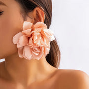 fluffy fabric flower stud earrings, view 11 - MRSLM