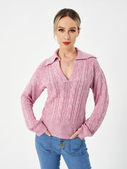 women's warm casual lapel sweater, view 3 - MRSLM