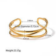 18K gold plated multi-layer cuff bracelet, view 8 - MRSLM