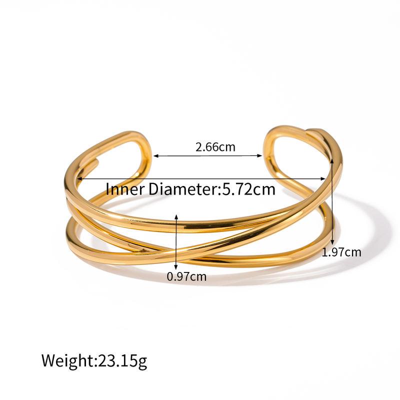 18K gold plated multi-layer cuff bracelet, view 8 - MRSLM