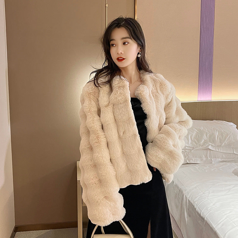 plush collarless short top - MRSLM