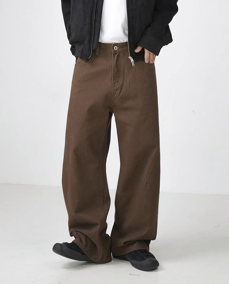 washed cotton straight-leg trousers, view 3 - MRSLM