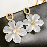 translucent flower drop earrings, view 2 - MRSLM