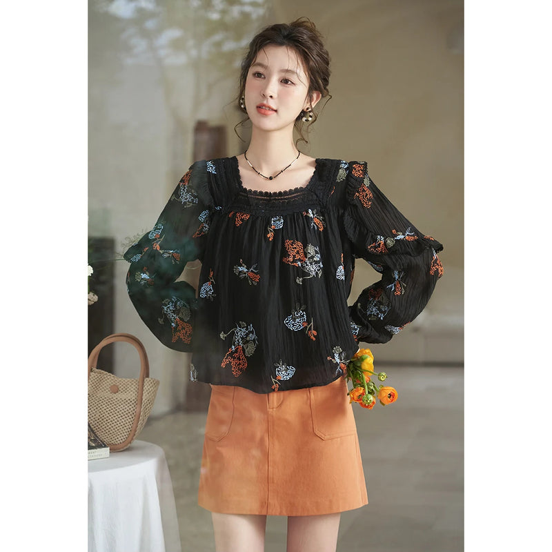 Embroidered dandelion blouse, view 3 - MRSLM