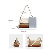 patchwork pu leather flap shoulder bag, view 7 - MRSLM