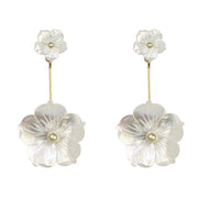 natural purple flower shell earrings, view 5 - MRSLM