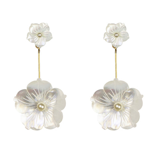natural purple flower shell earrings, view 5 - MRSLM