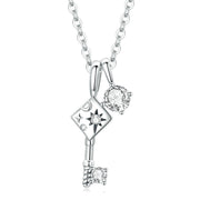 925 silver key lock necklace, view 7 - MRSLM