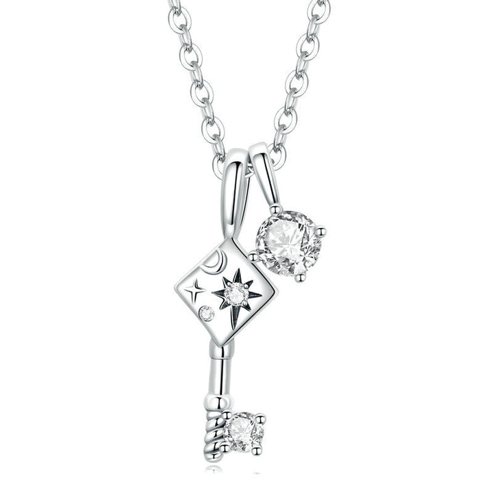 Sterling Silver S925 Exquisite Key Lock Necklace