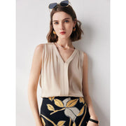 sleeveless v-neck silk blouse, view 14 - MRSLM