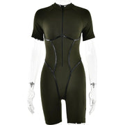 Striped zipper playsuit, view 2 - MRSLM