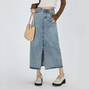 Classic high waist straight denim skirt - MRSLM