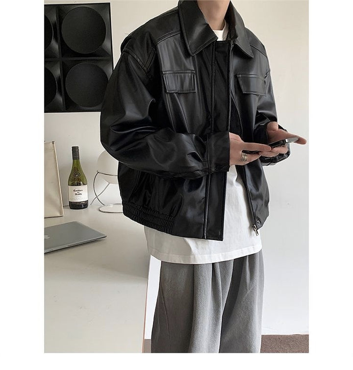 Vintage Motorcycle Leather Coat Men&