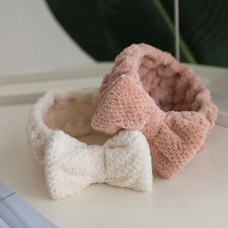 coral fleece bow headband - MRSLM