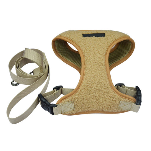 fleece dog harness and leash set, view 2 - MRSLM