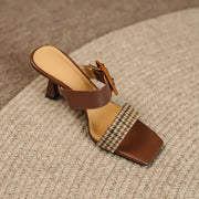 Square toe high heel leather slippers, view 4 - MRSLM