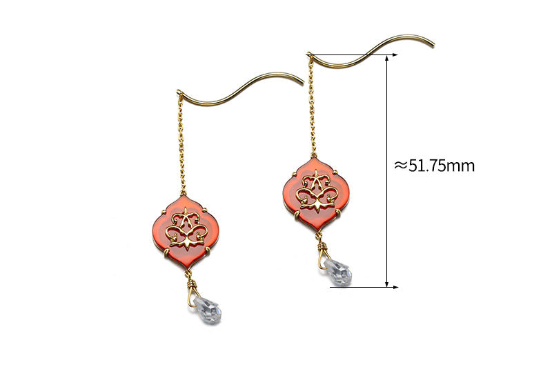natural carnelian water drop ear wires, view 2 - MRSLM