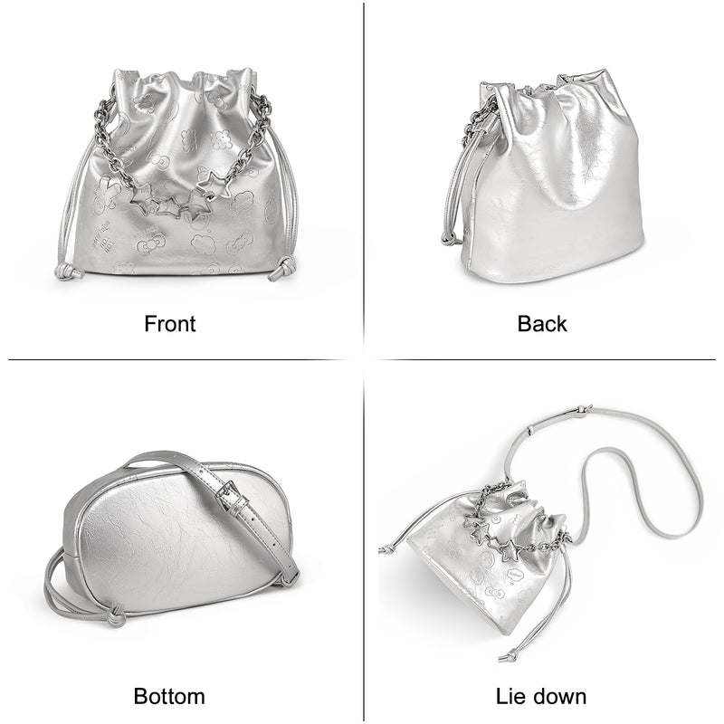 Cartoon embossed bucket bag, view 6 - MRSLM