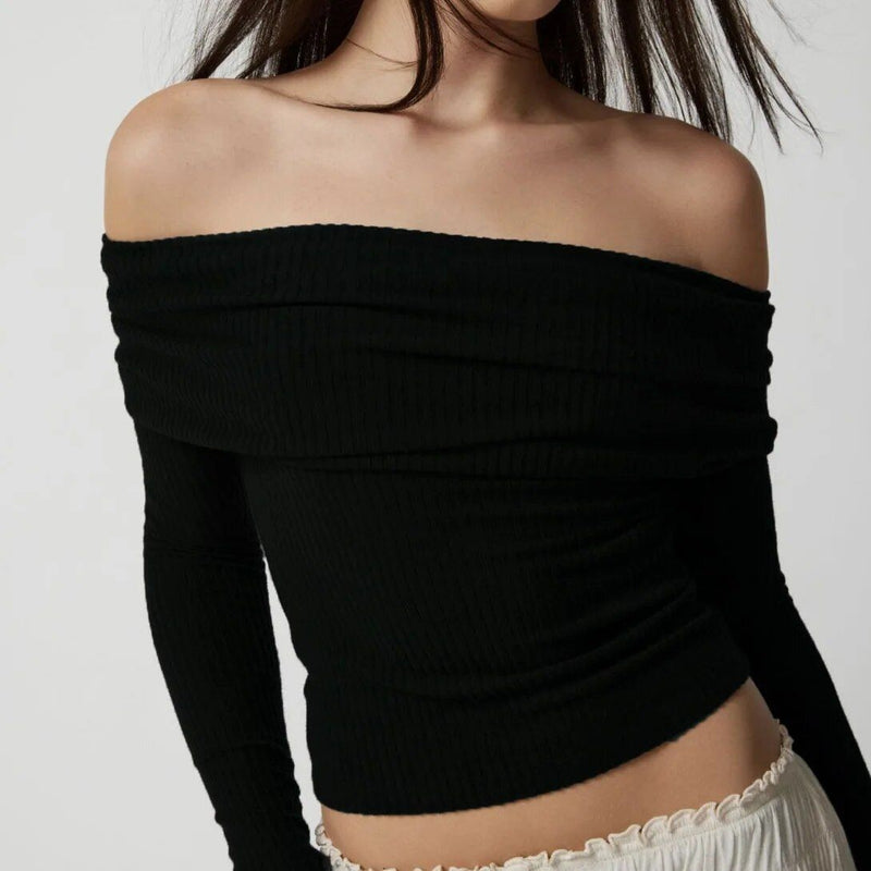 off-shoulder knit sweater, view 9 - MRSLM