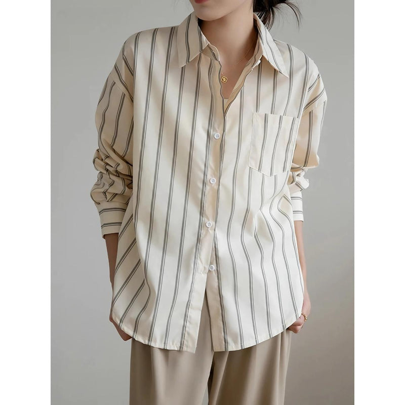Striped office blouse, view 5 - MRSLM