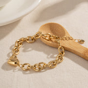 vintage heart pendant chain bracelet, view 4 - MRSLM