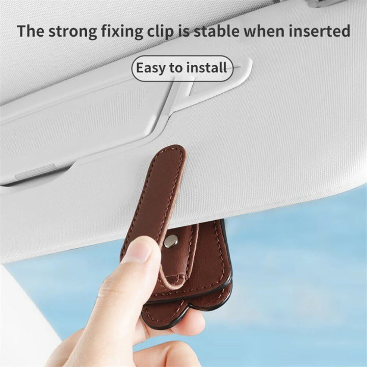 Multi-Functional Leather Car Visor Clip for Sunglasses and Cards