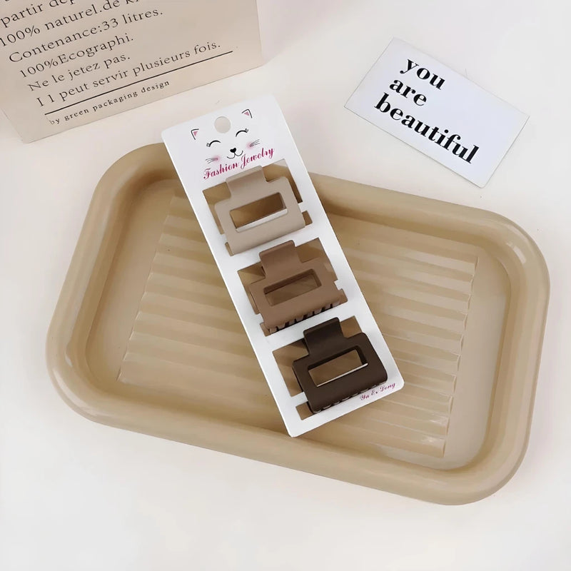 coffee color three-piece hairpin set, view 2 - MRSLM