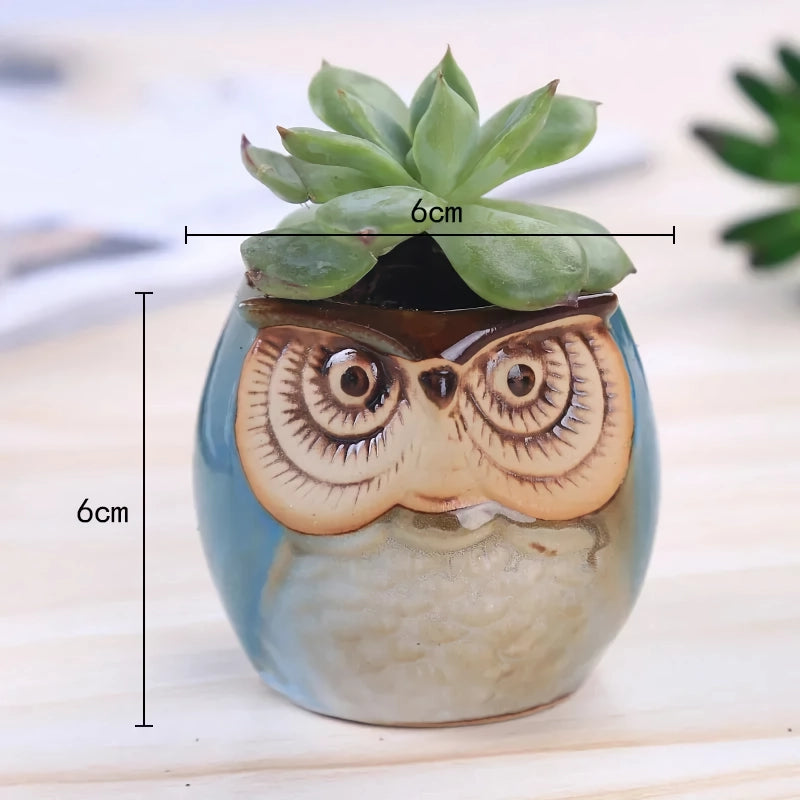 Mini owl ceramic planter, view 3 - MRSLM
