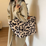 leopard print canvas shoulder bag, view 11 - MRSLM