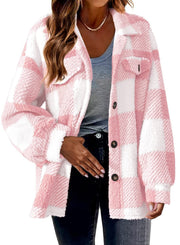 Women's fluffy lamb fleece button jacket, view 4 - MRSLM