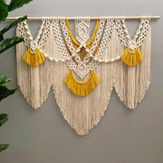 yellow large macrame wall hanging, view 3 - MRSLM