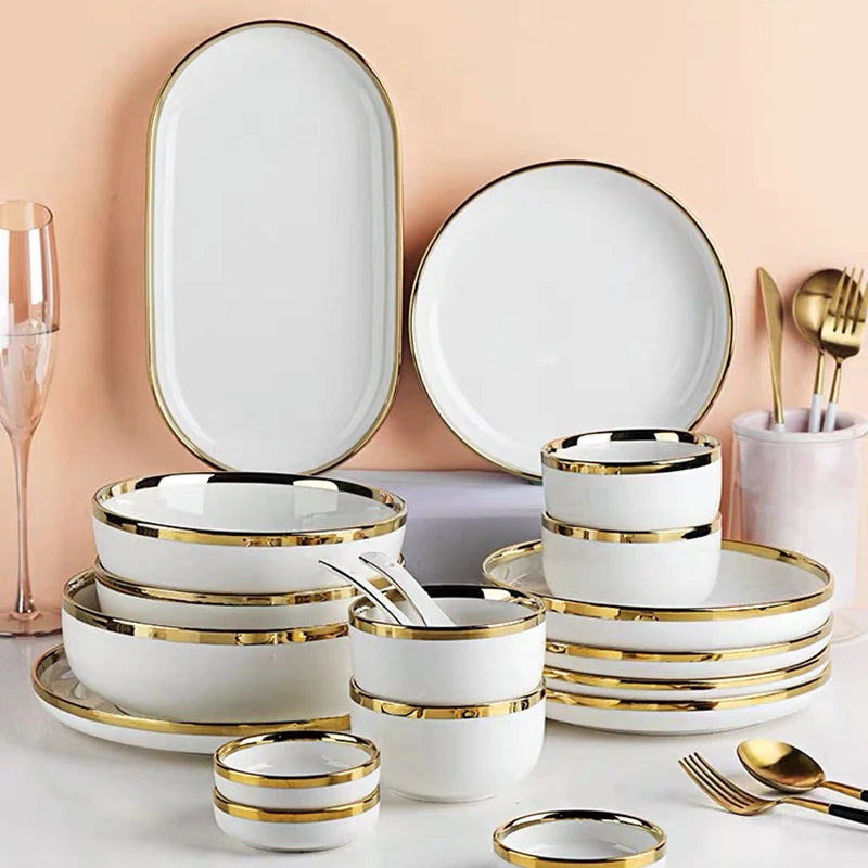 nordic bone china plate set, view 9 - MRSLM