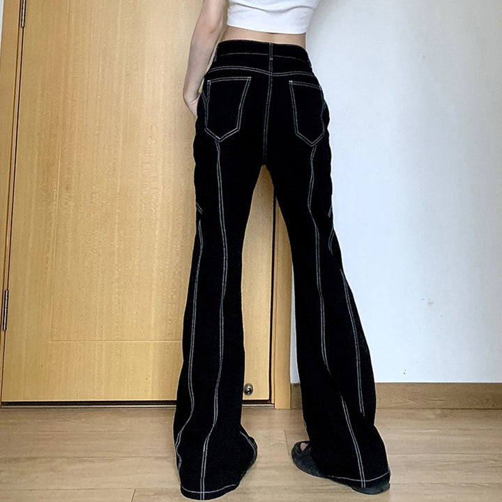 American Fashion Split Bright Line Skinny Jeans Low Waist Draping High Slim Fit