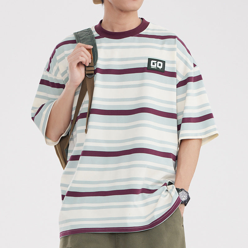 vintage stripe half-sleeve top, view 2 - MRSLM