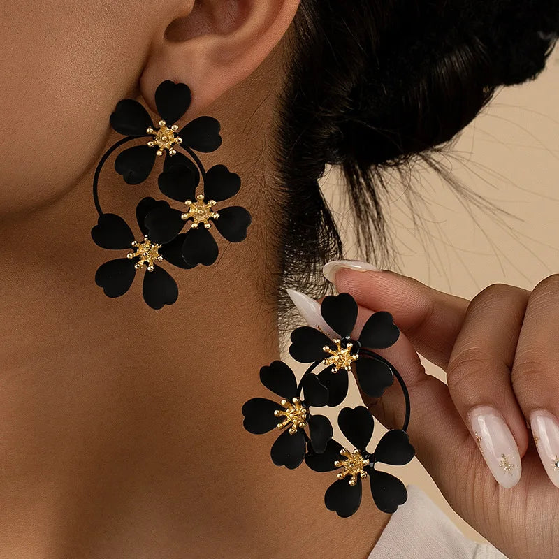 Luxurious Camellia Flower Dangle Earrings for Women