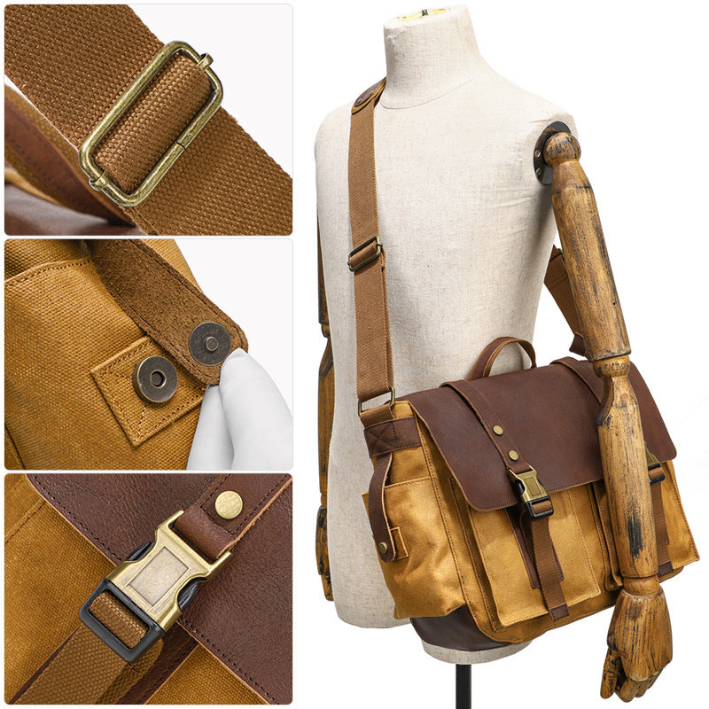 waxed canvas crossbody bag, view 9 - MRSLM