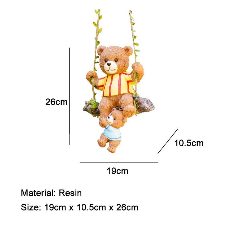 mother and child bear on swing ornament, view 7 - MRSLM