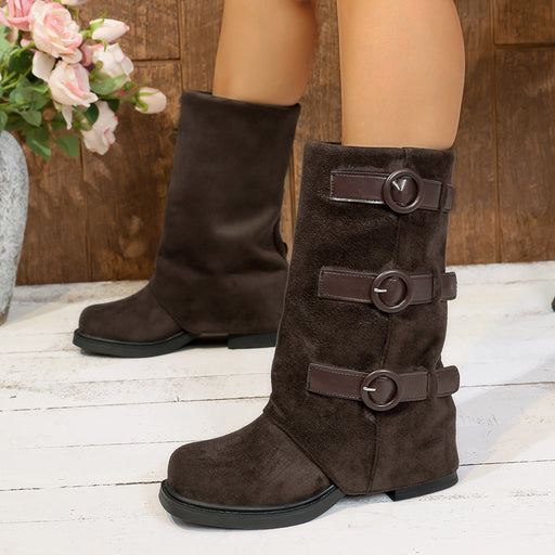 Suede belt buckle boots - MRSLM