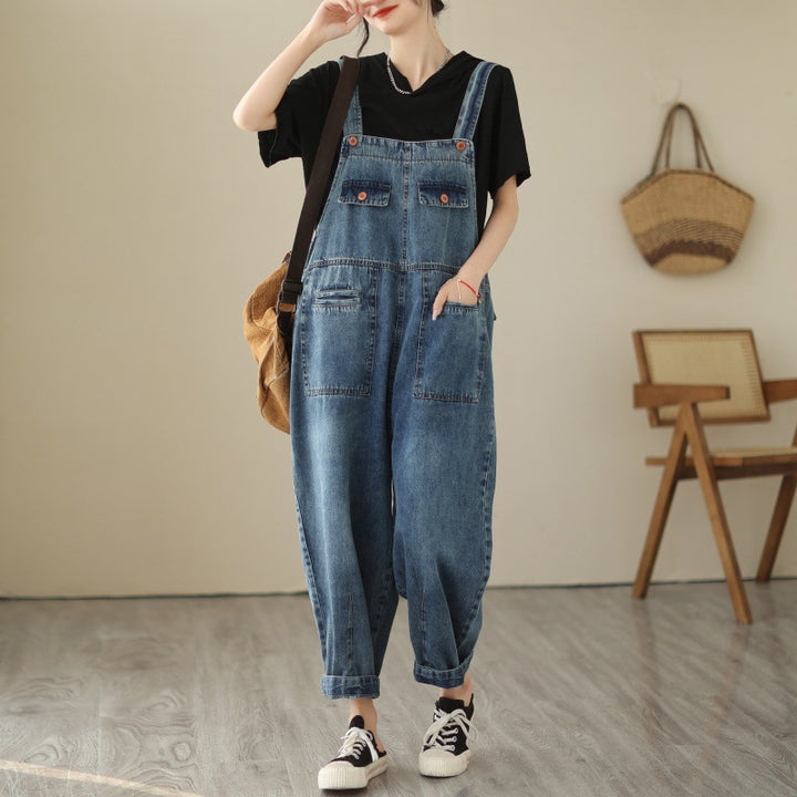 New Real Time Denim Casual Strap Pants For Women
