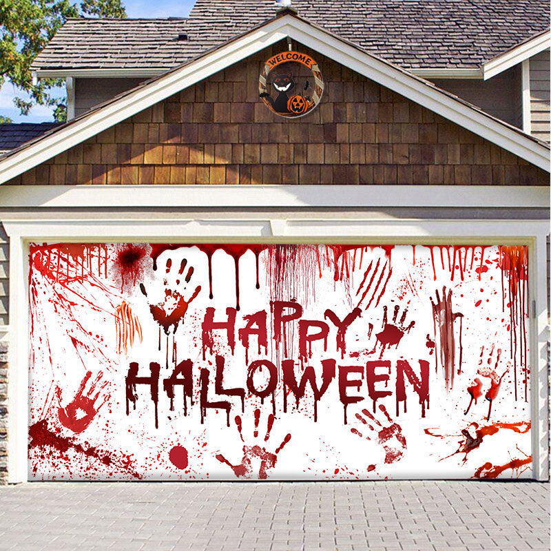 Halloween garage door backdrop hanging cloth - MRSLM