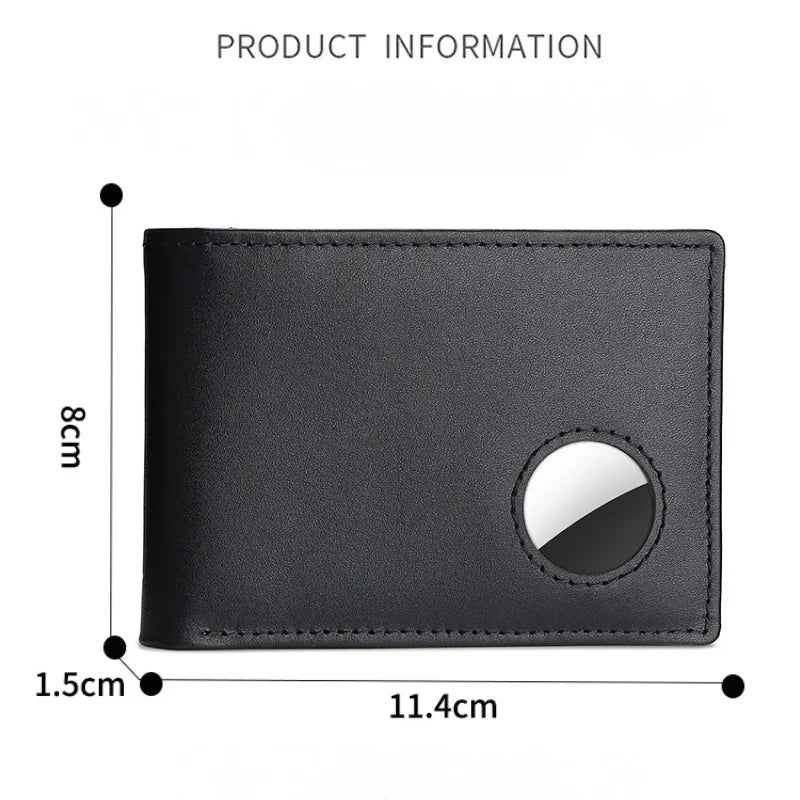 Genuine Cow Leather Wallet for Men with Airtag Holder &amp; RFID Blocking
