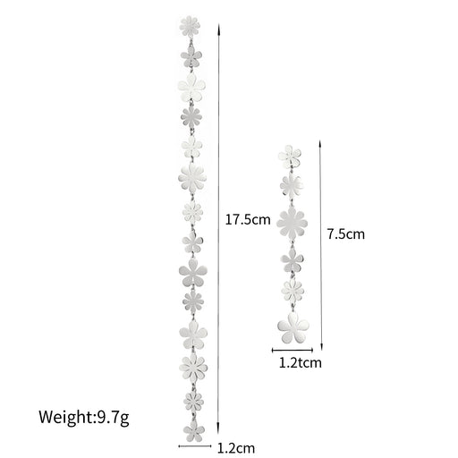 gold plated asymmetrical daisy earrings, view 2 - MRSLM